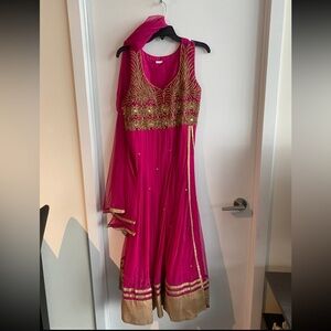 Elegant Pink Embroidered Women's Dress